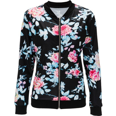 

Fashion Women Biker Camo Floral Print Bomber Jacket Cool Coat Outwear