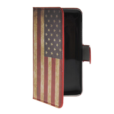 

MOONCASE U. American Flag Leather Side Flip Wallet Card Slot Stand Pouch Case Cover for WIKO Bloom