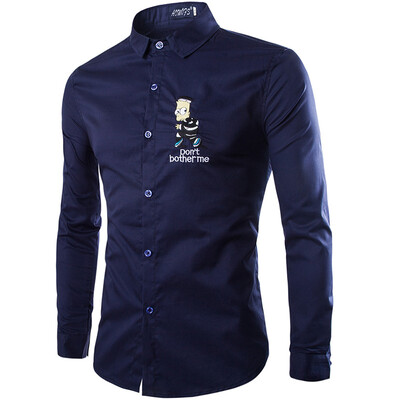 

Zogaa New Korean Men's Shirt Pure Cotton Slim Embroidery
