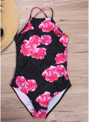 

2018 Women One Piece Swimsuit Swimwear Lacing Up Backless Bathing Suit