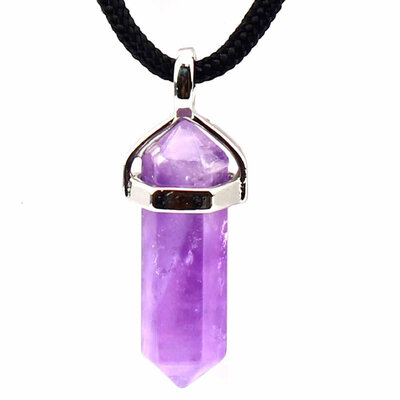 

Natural Crystal Pendant NecklaceBullet personality pendant necklaceHexagonal PendantSweater Crystal Necklace