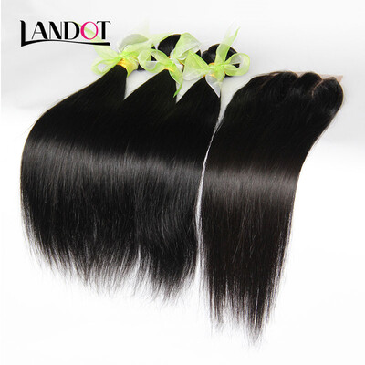

Best 10A Unprocessed Malaysian Straight Virgin Human Hair Weaves 3 Bundles With Lace Closures Cuticle Aligned Remy Hair Extensions