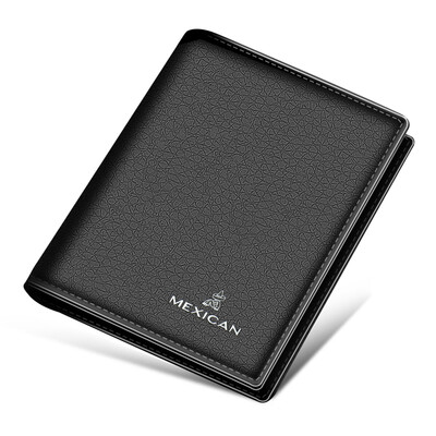 

Scarecrow MEXICAN mens wallet first layer cowhide light&thin multi-function short card package vertical mens ticket holder MMQB02181231 black