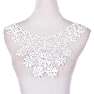

1PC Embroidered Floral Lace Neckline Neck Collar Trim Clothes Sewing Patch B