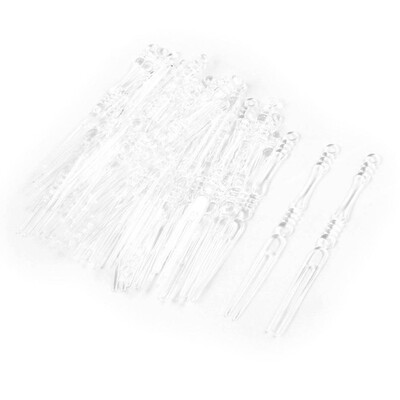 

UpperX 85 Pcs Transparent Plastic Food Fruit Cake Fork Toothpick for party