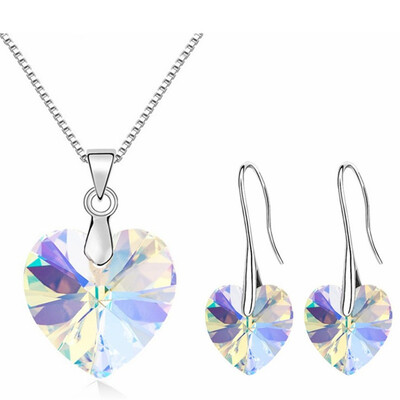 

Heart Crystal from Swa Long Drop Earrings Necklace Jewelry Sets Women Fashion Bride Wedding Accessories 25494