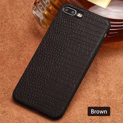 

Genuine Leather Phone Case For iPhone X Crocodile texture Back Cover For 6 6S 7 8 Plus Cases