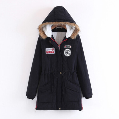 

Winter new hooded long-sleeved parkas womens cotton-padded coat