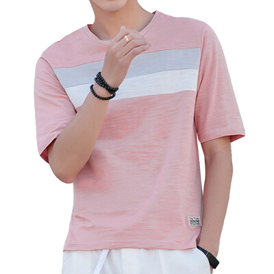 

Damaizhang Brand Summer Cool Mens Short Sleeve Shirt Solid Color England Style T-shirt Loose Man Tshirt