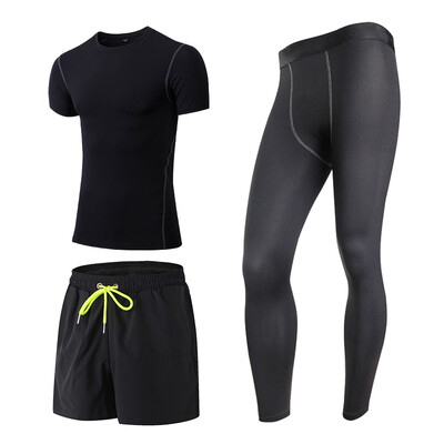

3 Pcs Quick Dry MenS Sport Suit Compression Tracksuit Fitness Tight T-Shirt