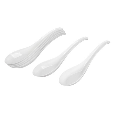

UpperX 6 pieces white plastic soup spoon