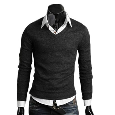 

Men Casual Slim Fit V-neck Knitted Cardigan Pullover Jumper Sweater Top