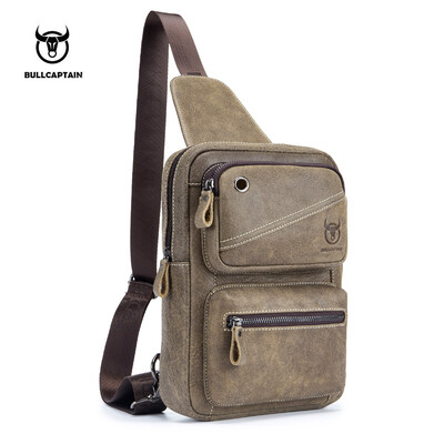 

BULL CAPTAIN Brand Quality Assurance CHEST BAG MEN Застежка Подлинная кожаная сумка Сумка Модные мужские сумки Подлинная