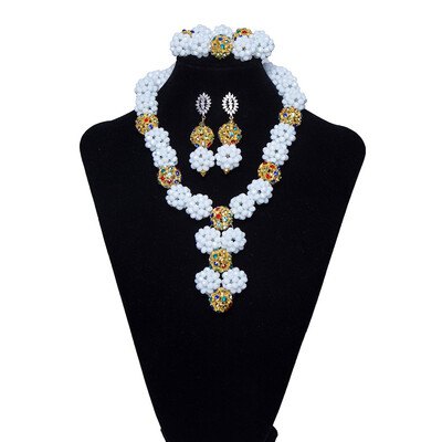 

Handmade Yellow Multilayer Beaded Necklace African Wedding Beads Bridal Jewelry Set Women Party Nigerian Crystal Jewelry Set