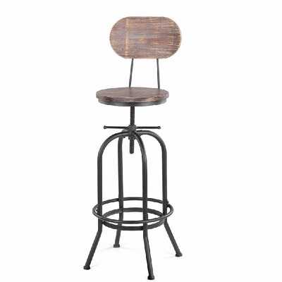 

IKayaa Pinewood Top Round Pipe Style Bar Stool Dining Table And Chair Stools Bistro Set Kitchen