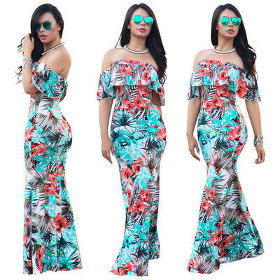 

Women Floral Off Shoulder Long Maxi Dress Evening Party Summer Beach Sundress
