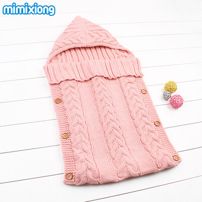 

Sleeping Bag Baby Winter Warm Envelopes For Newborns Unisex Hooded Sleep Sack Acrylic Knitting Infant Wrap Swaddle Blankets Fall
