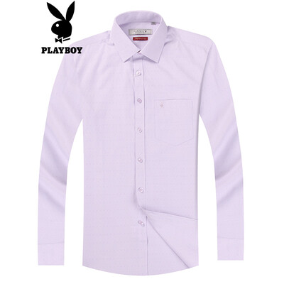 

Playboy PLAYBOY Shirt Men Business Casual Slim Youth Mens Simple Long Sleeve Shirt Mens Shirt DH06180109 White 46S165