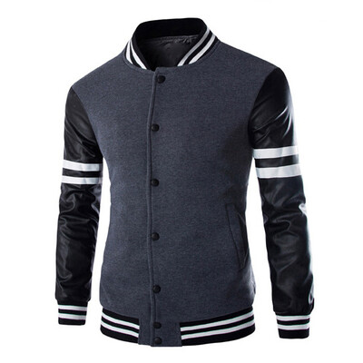 

Zogaa Autumn And Winter New Mens Jacket Leather Sleeve Splice Printing Casual