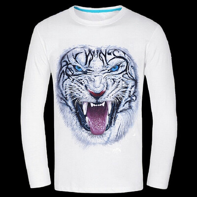 

Causul Men's Wear Night Wolf 3D Animal Printed T Shirt Men ,Black Cotton One-Neck Slim Fit Hip Hop T Shirt Men Clothing