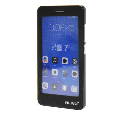 

MOONCASE Huawei Honor 7 чехол для Litch Skin Full Screen View Leather Flip Pouch Bracket Back Cover Black