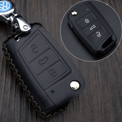 

Che Dapin Volkswagen Key Bag Leather Key Case Golf 7 Jia Lu Ling Ling Touran Way Ang Tiguan  Old Magotan Car Keychain Black