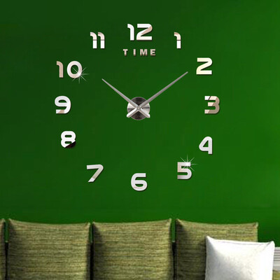 

Modern DIY 3D Surface Wall Clock Luxury Mirror Home Crystal Office Room Decor