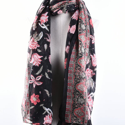 

Guttavalli Women Fashion Flowers Вискозный шарф Мягкий летний шевронный длинный платок Романтические полоски Геометрические цветочные шарфы Обертывания