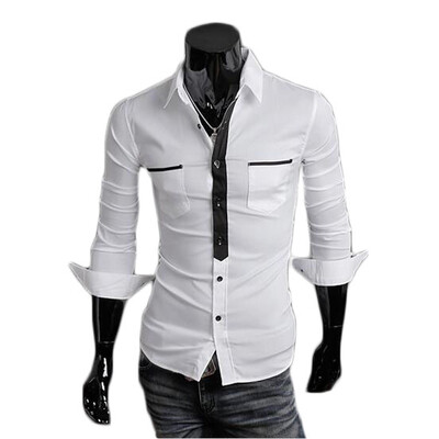 

Zogaa New Mens Shirt Matcing Color Slim