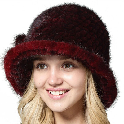 

MsMinShu Genuine Mink Fur Hat Hand Knitted 100 Real Mink Fur Cap Winter Warm Hat Fashion Ladys Cap Women Hat