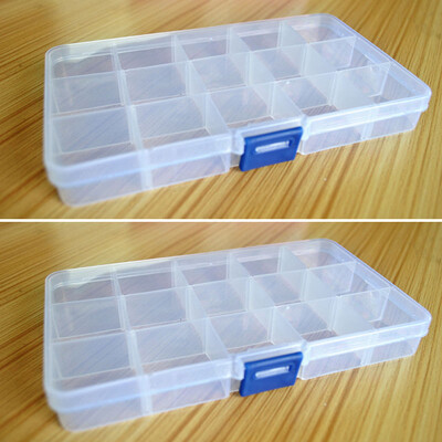 

New Plastic 15 Slots Adjustable Jewelry Storage Box Case Craft Organizer