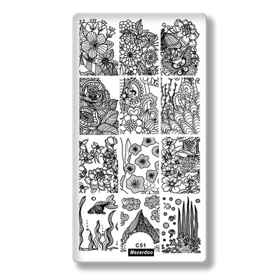 

Mezerdoo Summer Theme Rectangle Nail Stamping Plates Icecream Love Star Flower Pattern Nail Art Stamp Template Image Plate C56