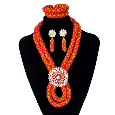 

Red And Purple Crystal Ball African Bridal Statement Necklace Set Nigerian Wedding Beads Jewelry Set For Women Free Shipping
