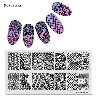 

1 шт кружева прямоугольник тиснение плита Nail Art штамп шаблон бабочка цветок дизайн изображение пластины 12 * 6 см