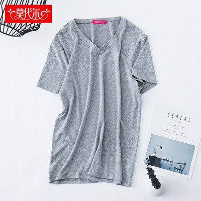 

Modal vest mens V-neck short-sleeved T-shirt stretch Slim mens underwear bottoming shirt V-neck ash gray L