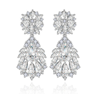 

Aiyaya Platinum Plated Clear High Quality Crystal Waterdrop Snowflake Drop Earrings