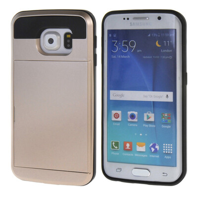 

MOONCASE ЧЕХОЛ ДЛЯ Samsung Galaxy S6 Edge Soft Silicone Gel TPU Skin With Card Holder Protective Gold