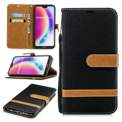 

BEFOSPEY Mixed Colors Denim PU LeatherSoft TPU Card Slot Stand Wallet Case For Huawei P20 Lite584"