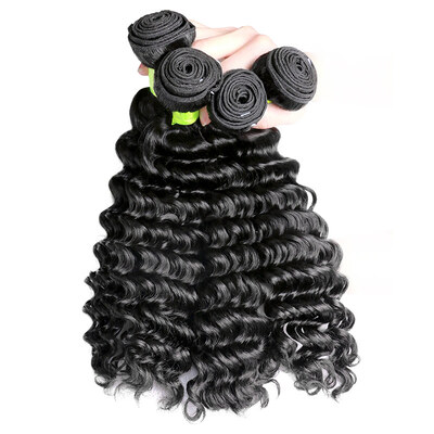 

10A Unprocessed Brazilian Deep Wave Curly Virgin Human Hair Weave 4 Bundles Natural Black Can Bleach Blonde 613 Color 2 Year Life