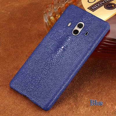 

Genuine Leather Phone Case For Huawei Mate 10 Case Natural Pearl Fish Skin Back Cover For P10 Case