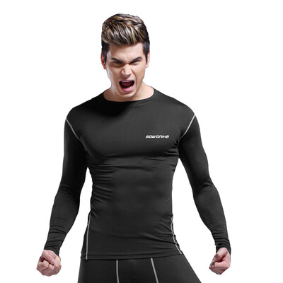 

BOWONIKE Sports Tights Long Sleeve Elastic Breathable Basketball Skill Training Exercise Running Fitness T-Shirt Riding Fast-Action Bodywork Black L