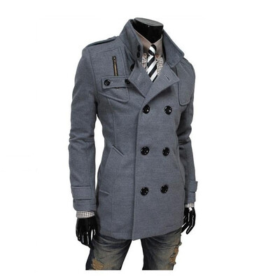 

Zogaa New Mens Wind Coat Double-breasted Long Slim