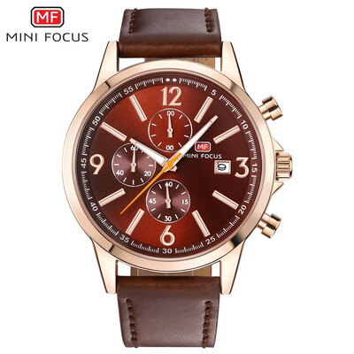 

MINI FOCUS Brand Fashion Leather Strap Sport Men Quartz Watch MF0084G