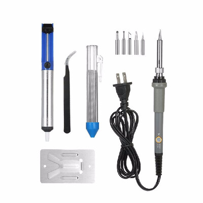 

10pcsset Soldering Tools Kit 110V 60W US Plug Adjustable Temperature Soldering Iron Desoldering Pump Solder Tips Tweezers Iron St