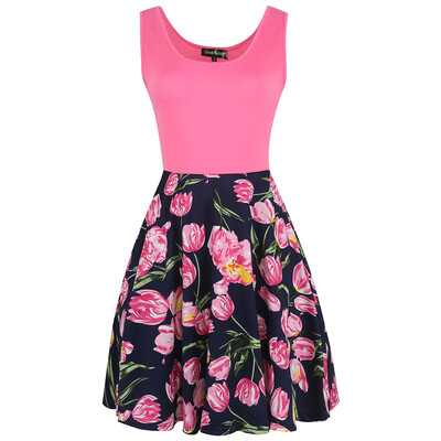 

Black beach party dresses Mini Summer dress women Floral Print High Waist Sexy Skater Dress
