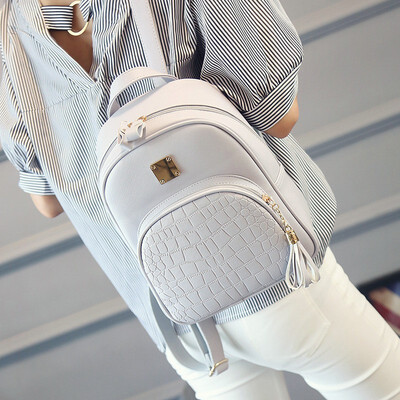 

Womens PU Leather Backpack 2018 New Tide Korean Version of Summer Crocodile Fashion Joker Academic Leisure Bag