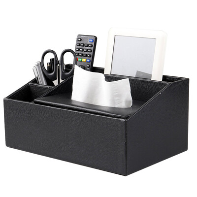 

YoujialiangpinMulti-purpose storage box leather tissue box remote control storage box living room tray home black sheepskin pattern large