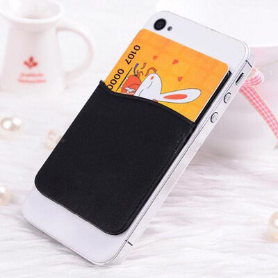 

Fashion Adhesive Sticker Back Cover Card Holder Case Pouch For Cell Phone Black