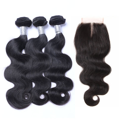 

8A Mongolian Virgin Hair Body Wave With Closure 3 Bundles Mongolian Remy Human Hair Weave And Lace Closure 4 Pcs Lot Natural Black
