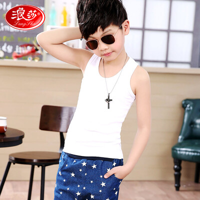 

Langsha childrens vest girls sling cotton summer girl big boy boy underwear white 120